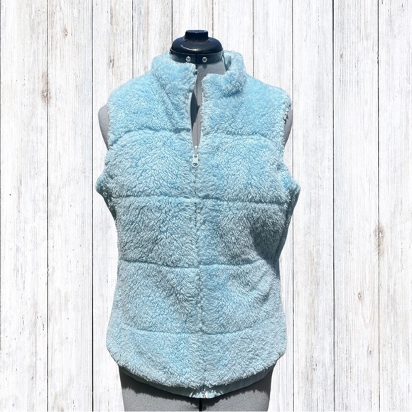 Billabong Puffer Vest Light Blue Reversible Peace Dove Love Graphic Medium - Picture 3 of 10